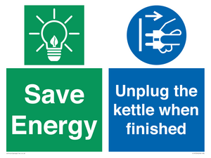 Save Energy, Unplug the kettle when finished